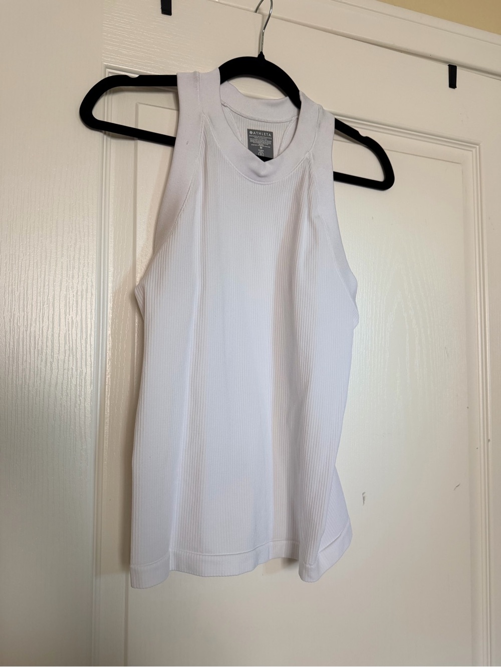 Athleta White Ribbed High-Neck Tank - Women's
